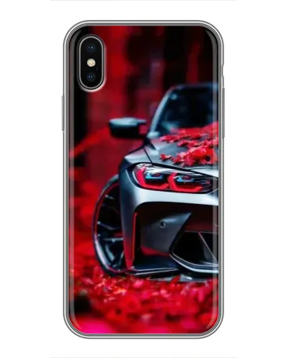 Чохол для iPhone X з картинкою «Спортивна BMW та квіти»