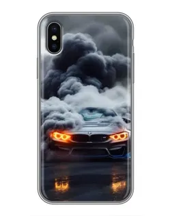 Чохол для iPhone X з картинкою «BMW у диму»