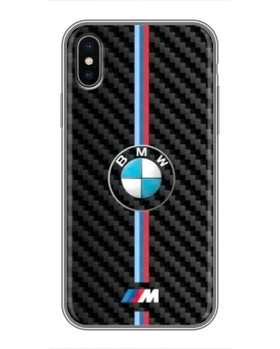 Чохол для iPhone X з картинкою «Емблема BMW та карбон»