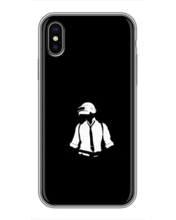 Чохол для iPhone X з картинкою «PUBG — білий шолом»