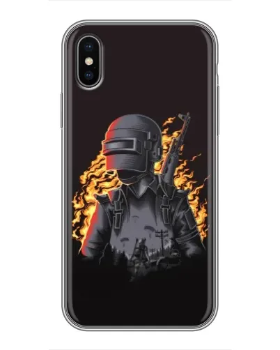 Чохол для iPhone X з картинкою «PUBG — вогняний силует»