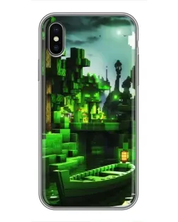 Чохол для iPhone X з картинкою «Minecraft лісовий пейзаж»