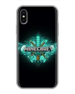 Чохол для iPhone X з картинкою «Minecraft Diamond лого»
