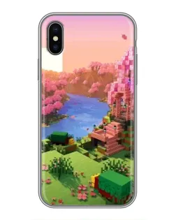 Чохол для iPhone X з картинкою «Рожеве дерево Minecraft»