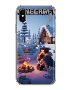 Чохол для iPhone X з картинкою «Зимовий Minecraft»