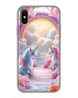 Чохол для iPhone X з картинкою «Веселка і єдинороги» Чохол для iPhone X з картинкою «Веселка і єдинороги»