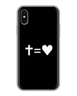 Чехол для iPhone X с картинкой «Крест и Сердце»