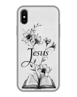 Чехол для iPhone X с картинкой «Цветы и Библия»