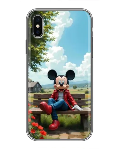 Чохол для iPhone X з картинкою «Міккі на лавці»