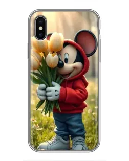 Чохол для iPhone X з картинкою «Міккі з тюльпанами»