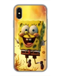 Чохол для iPhone X з картинкою «Губка Боб стрибає»