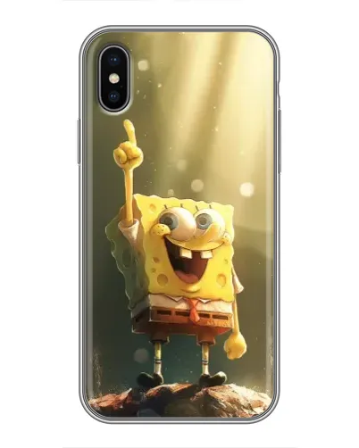 Чохол для iPhone X з картинкою «Сяючий Спанч Боб»