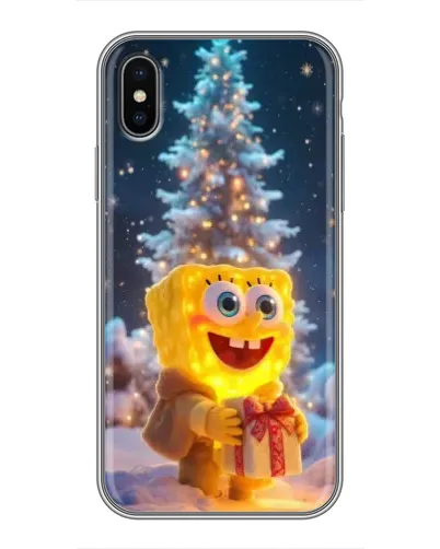 Чохол для iPhone X з картинкою «Різдвяний Спанч Боб»