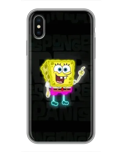Чохол для iPhone X з картинкою «Неоновий Губка Боб»