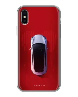 Чохол для iPhone X з картинкою «Tesla Top View»