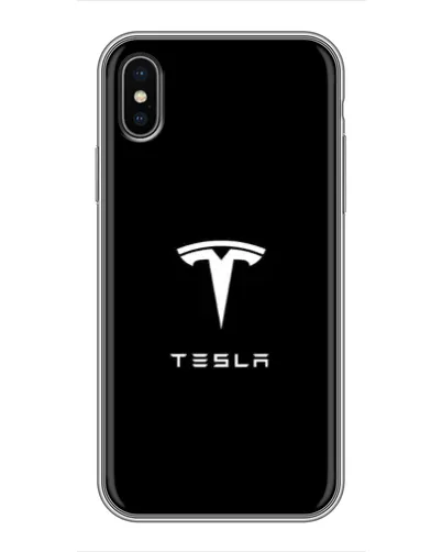 Чохол для iPhone X з картинкою «Tesla White Logo»