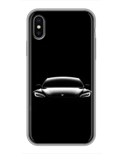 Чохол для iPhone X з картинкою «Фари Tesla Night»
