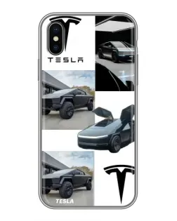 Чохол для iPhone X з картинкою «Колаж Cybertruck Tesla»