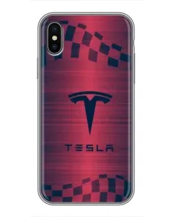 Чохол для iPhone X з картинкою «Тесла червоний карбон»