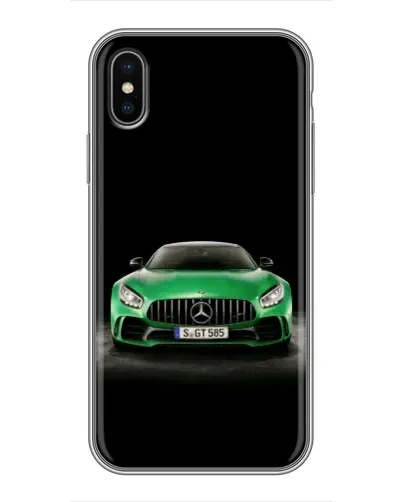 Чохол для iPhone X з картинкою «Mercedes — неоновий лого»
