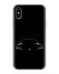 Чехол для iPhone X с картинкой «Mercedes — силуэт авто»