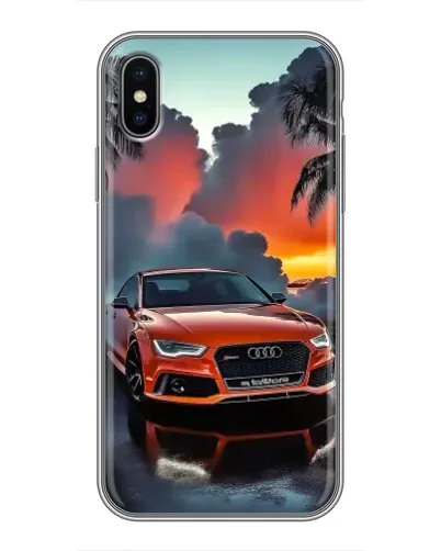 Чохол для iPhone X з картинкою «Audi — захід сонця»