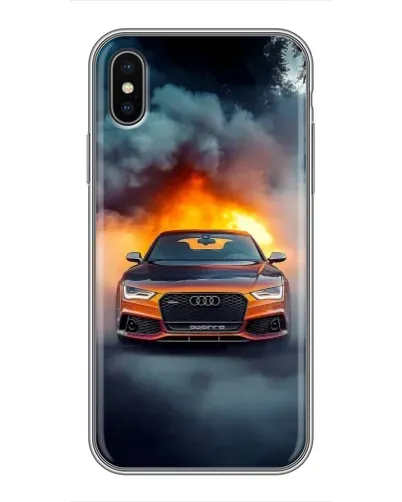 Чохол для iPhone X з картинкою «Audi у вогняному диму»