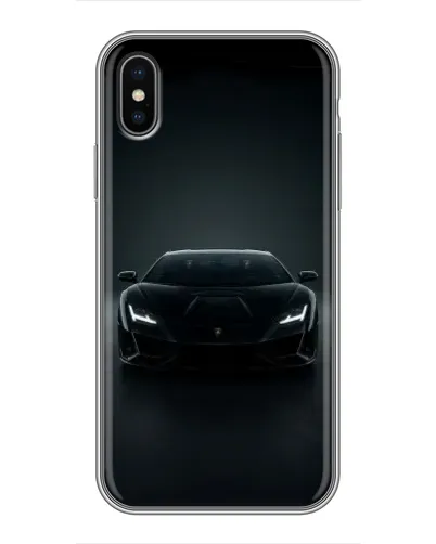 Чохол для iPhone X з картинкою «Чорний Lamborghini Aventador»