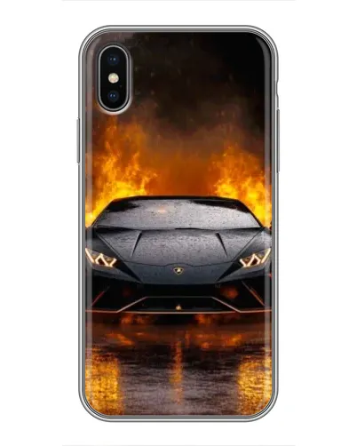 Чохол для iPhone X з картинкою «Lamborghini у вогні»
