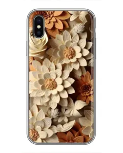 Чохол для iPhone X з картинкою «Бежевий флористичний декор»