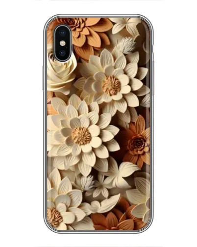 Чохол для iPhone X з картинкою «Бежевий флористичний декор»