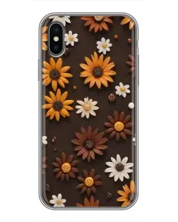Чохол для iPhone X з картинкою «Візерунок з маленьких соняшників»