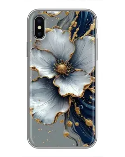 Чохол для iPhone X з картинкою «Біла квітка та золотий флюїд»