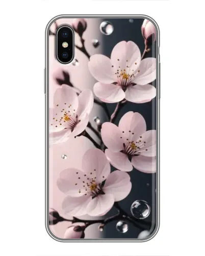 Чехол для iPhone X с картинкой «Нежная сакура и капли» Чехол для iPhone X с картинкой «Нежная сакура и капли»