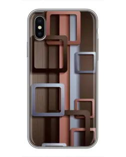 Чохол для iPhone X з картинкою «Коричневі об'ємні квадрати»