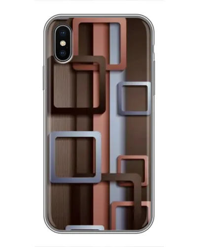 Чохол для iPhone X з картинкою «Коричневі об'ємні квадрати»