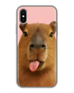 Чохол для iPhone X з картинкою «Капібара з язиком»