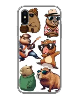 Чохол для iPhone X з картинкою «Круті капібари музиканти»