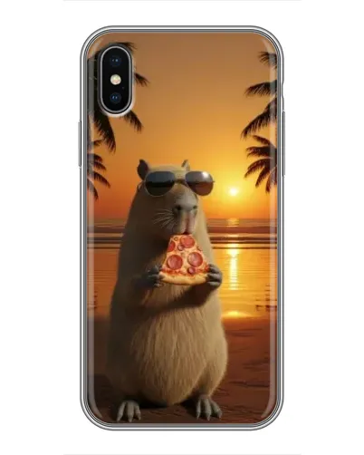 Чохол для iPhone X з картинкою «Капібара з піцою»