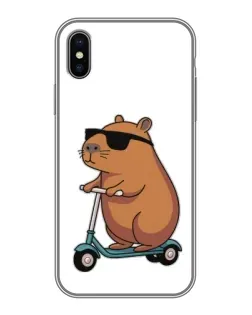 Чохол для iPhone X з картинкою «Капібара на самокаті»