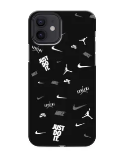 Чехол для iPhone 12 mini с картинкой «Nike Black Pattern»