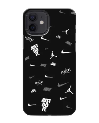 Чехол для iPhone 12 mini с картинкой «Nike Black Pattern»