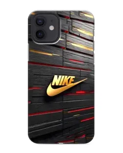 Чехол для iPhone 12 mini с картинкой «Золотой Nike на металле»