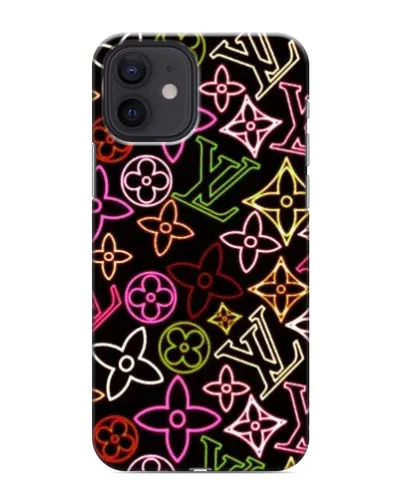 Чехол для iPhone 12 mini с картинкой «Неоновый микс Nike»