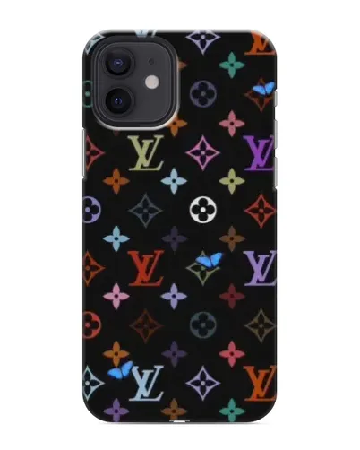 Чехол для iPhone 12 mini с картинкой «Цветная монограмма LV»