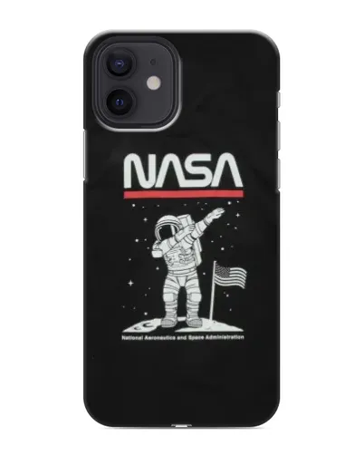 Чехол для iPhone 12 mini с картинкой «NASA — шагаем по Луне»