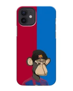 Чехол для iPhone 12 mini с картинкой «Bored Ape — фанат Барсы»