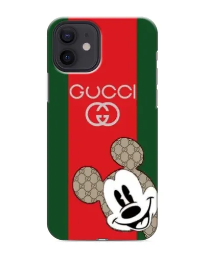 Чехол для iPhone 12 mini с картинкой «Gucci — полосы и Микки»