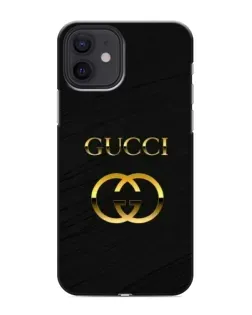 Чехол для iPhone 12 mini с картинкой «Золотой логотип Gucci»