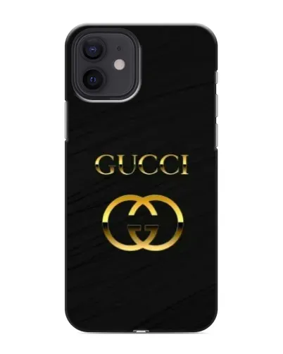 Чехол для iPhone 12 mini с картинкой «Золотой логотип Gucci»